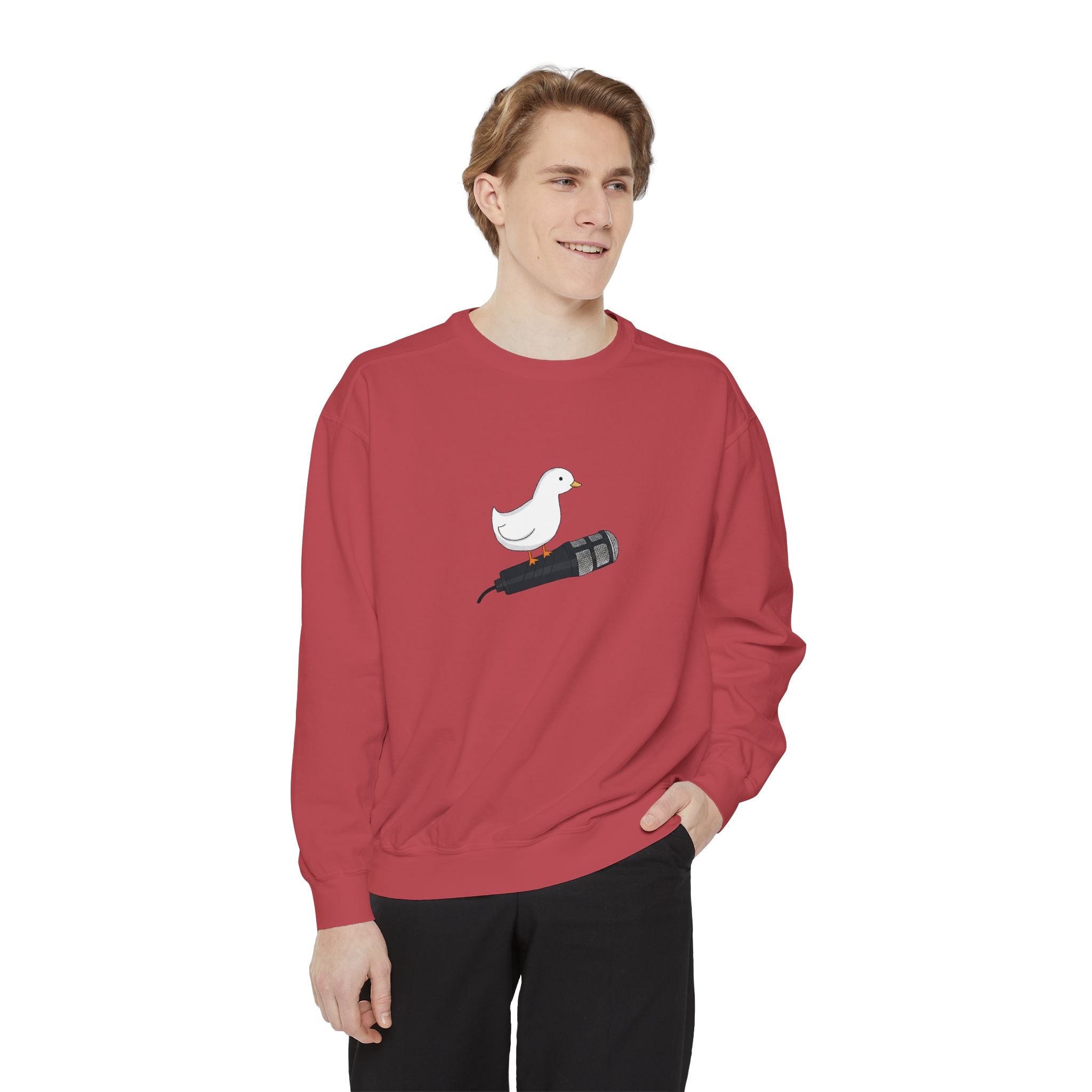 Duck & Microphone Sweatshirt — Cute Musician Graphic Crewneck