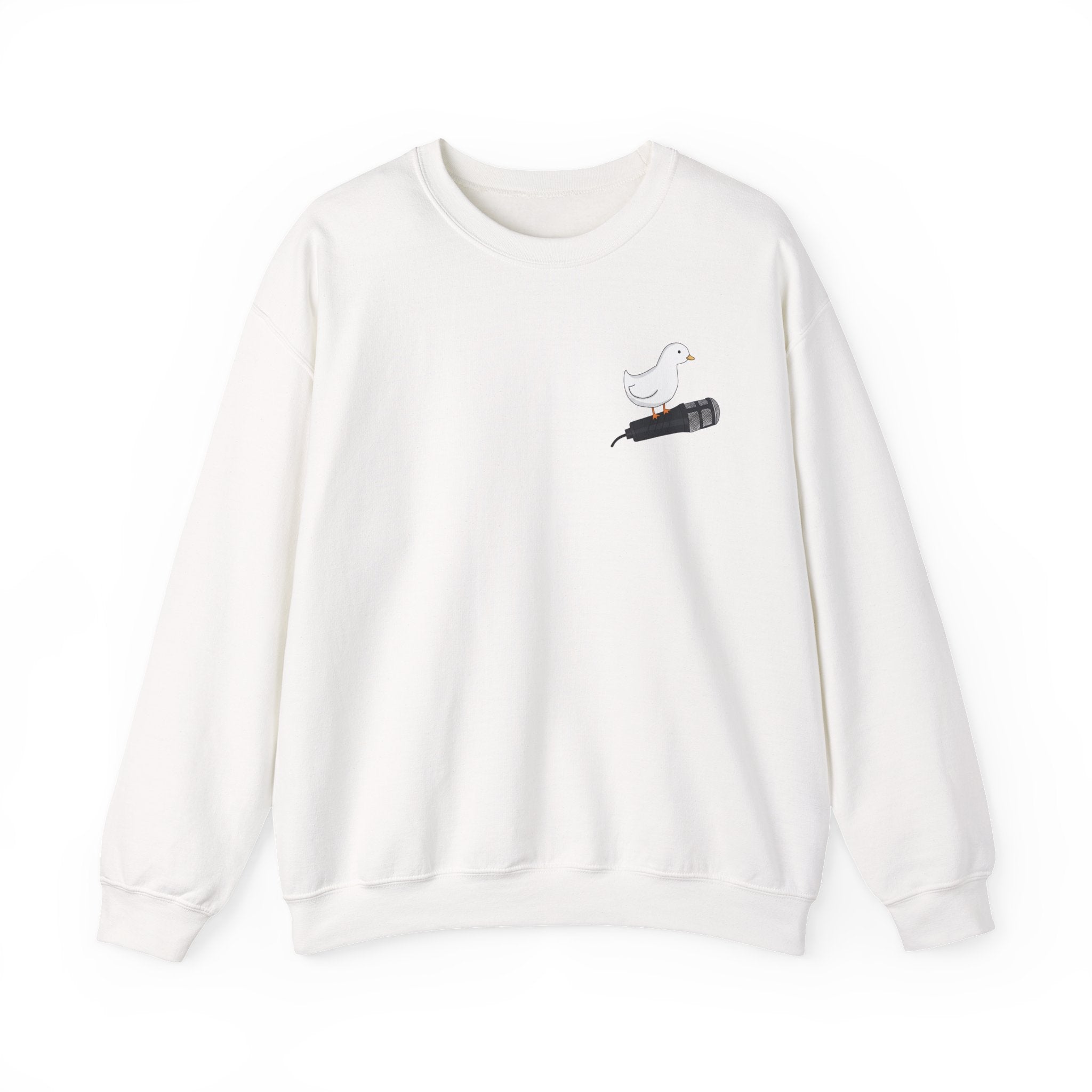 Crewneck Sweatshirt — Cute Dove on Microphone Embroidered Design