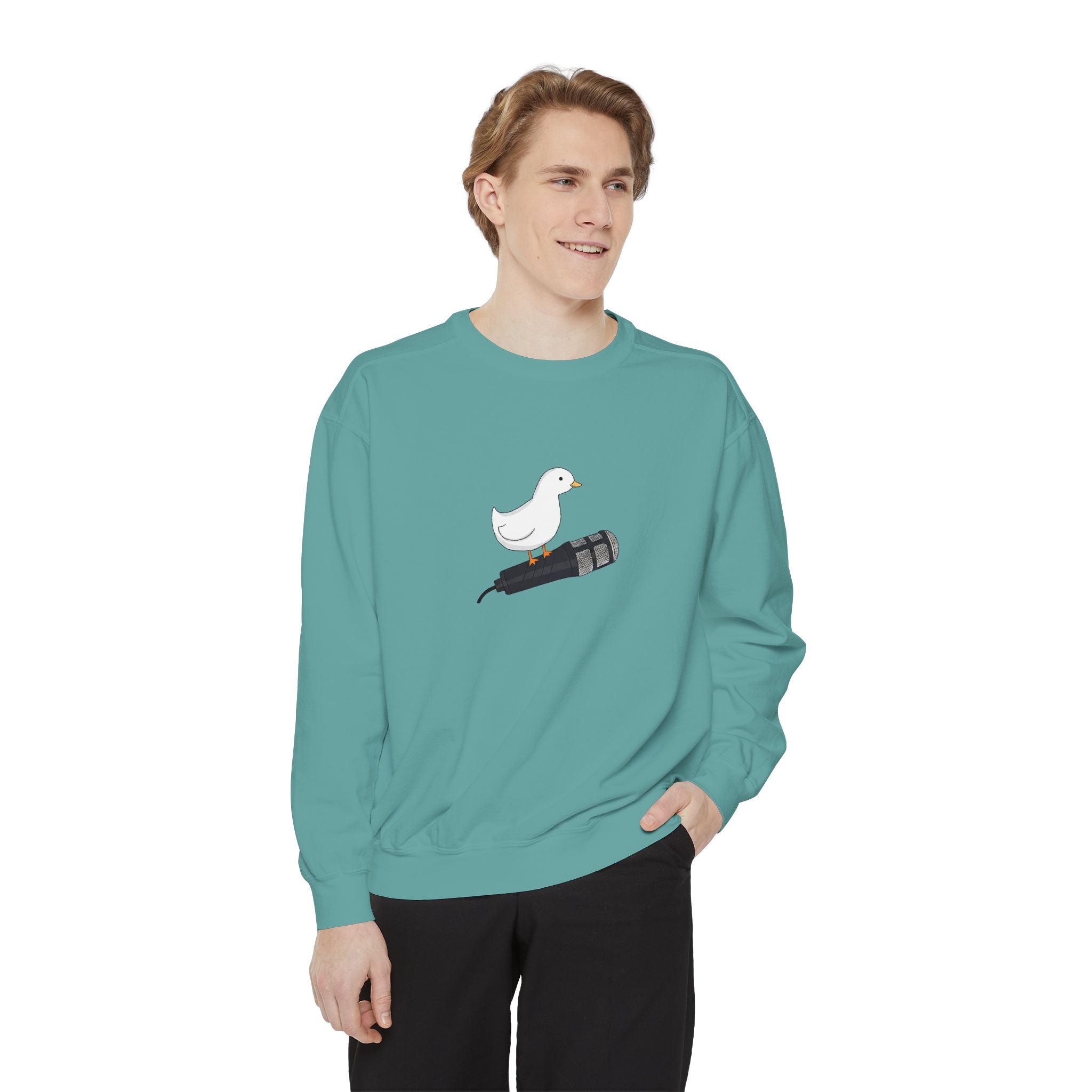 Duck & Microphone Sweatshirt — Cute Musician Graphic Crewneck