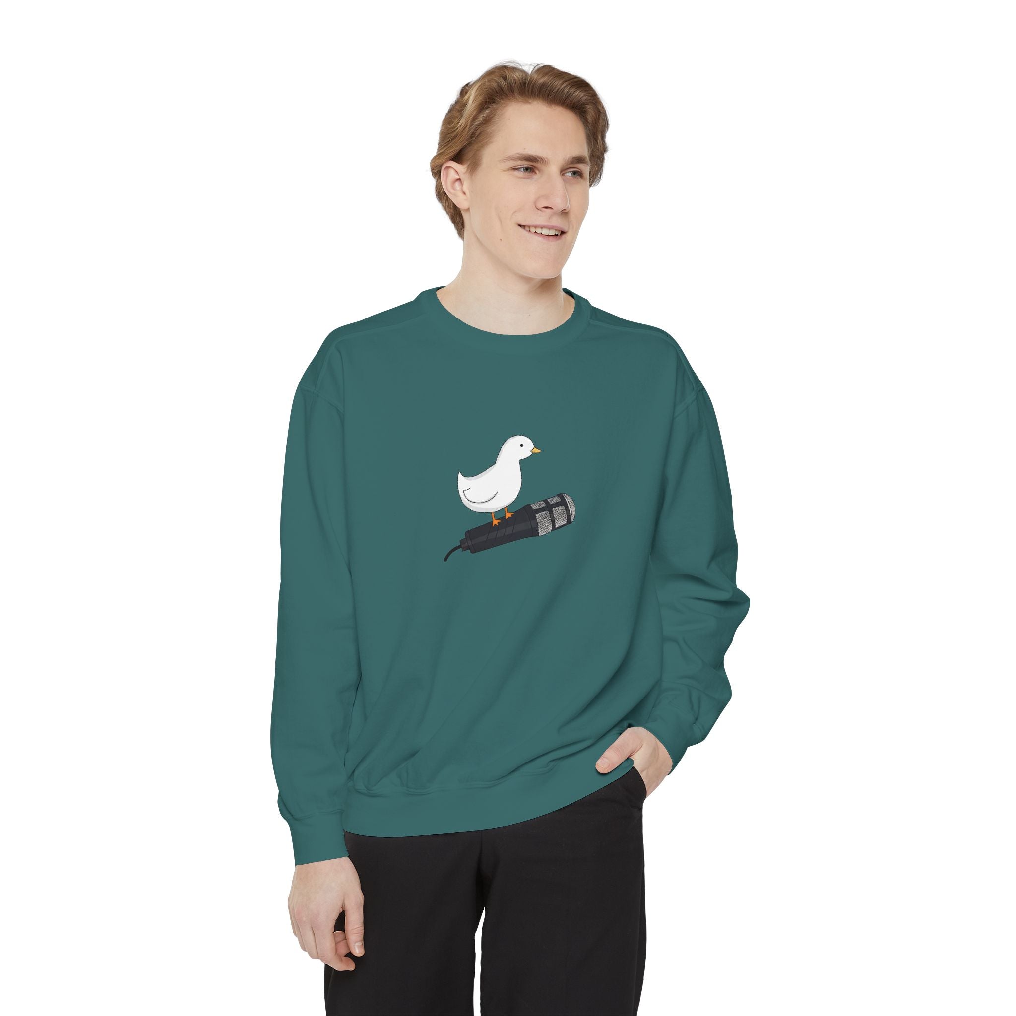 Duck & Microphone Sweatshirt — Cute Musician Graphic Crewneck