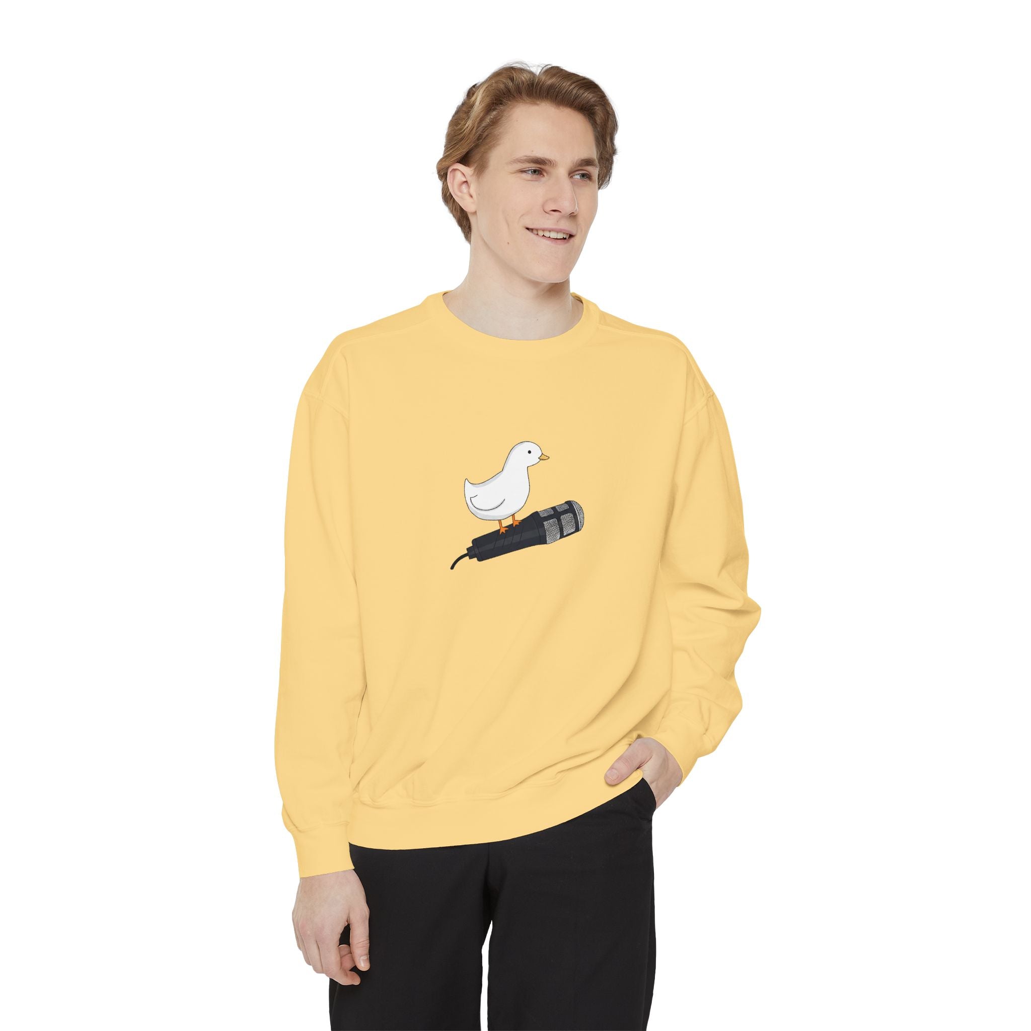 Duck & Microphone Sweatshirt — Cute Musician Graphic Crewneck
