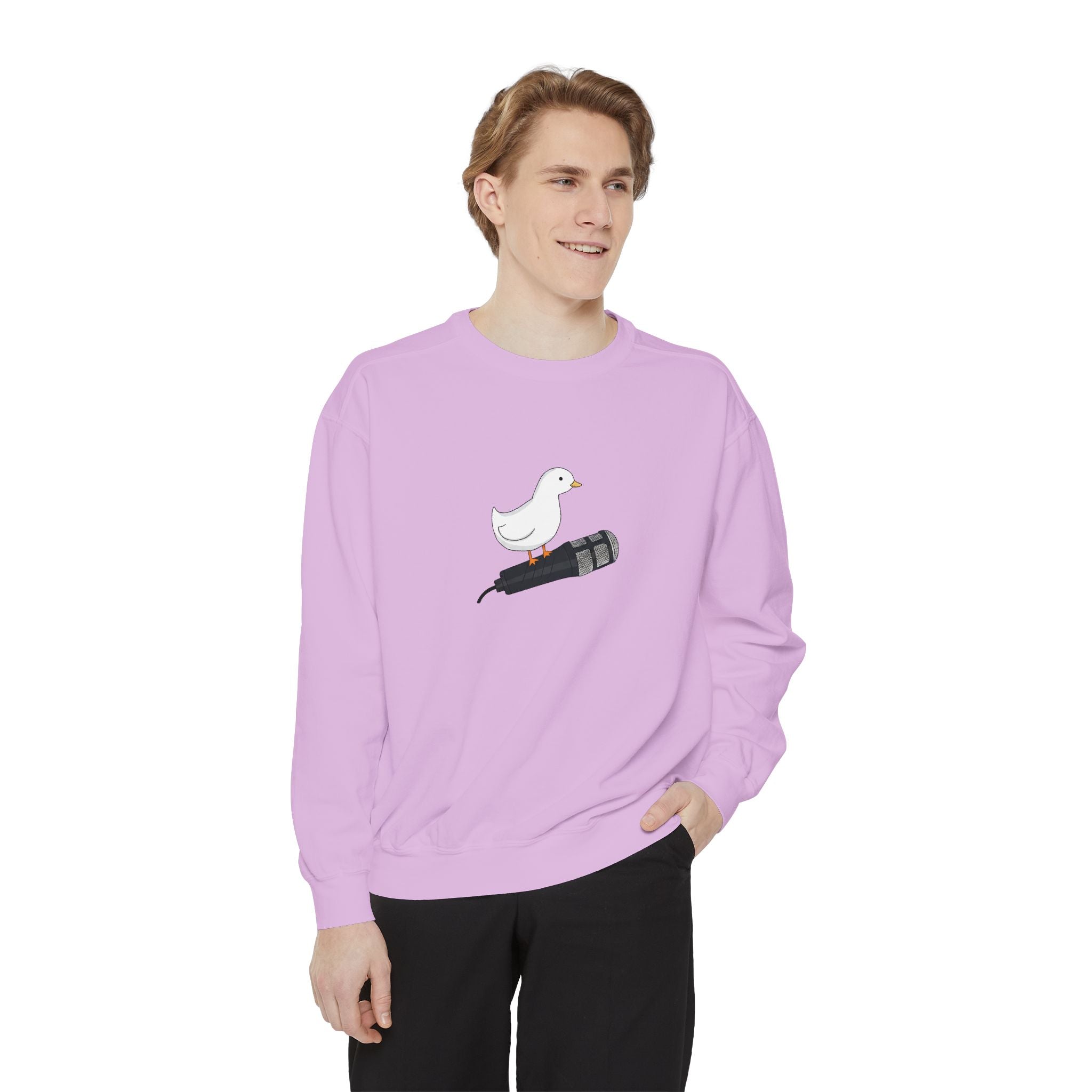 Duck & Microphone Sweatshirt — Cute Musician Graphic Crewneck