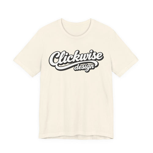 T-Shirt — "Clickwise Design" Retro Script Logo Tee