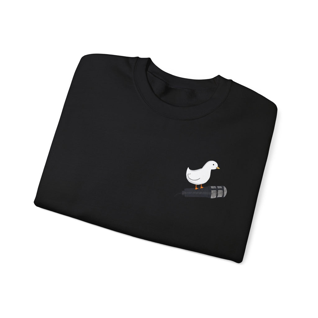 Crewneck Sweatshirt — Cute Dove on Microphone Embroidered Design