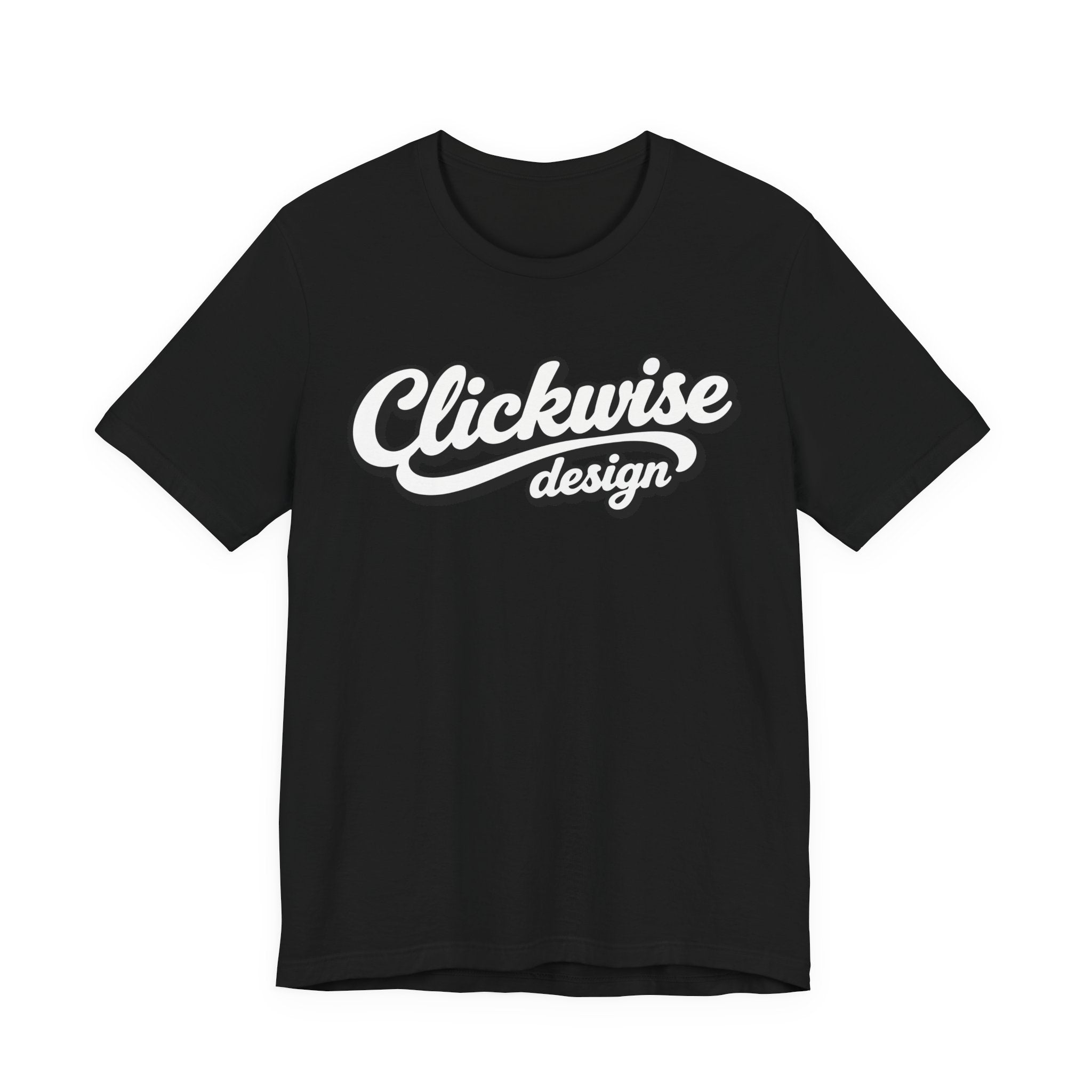 T-Shirt — "Clickwise Design" Retro Script Logo Tee