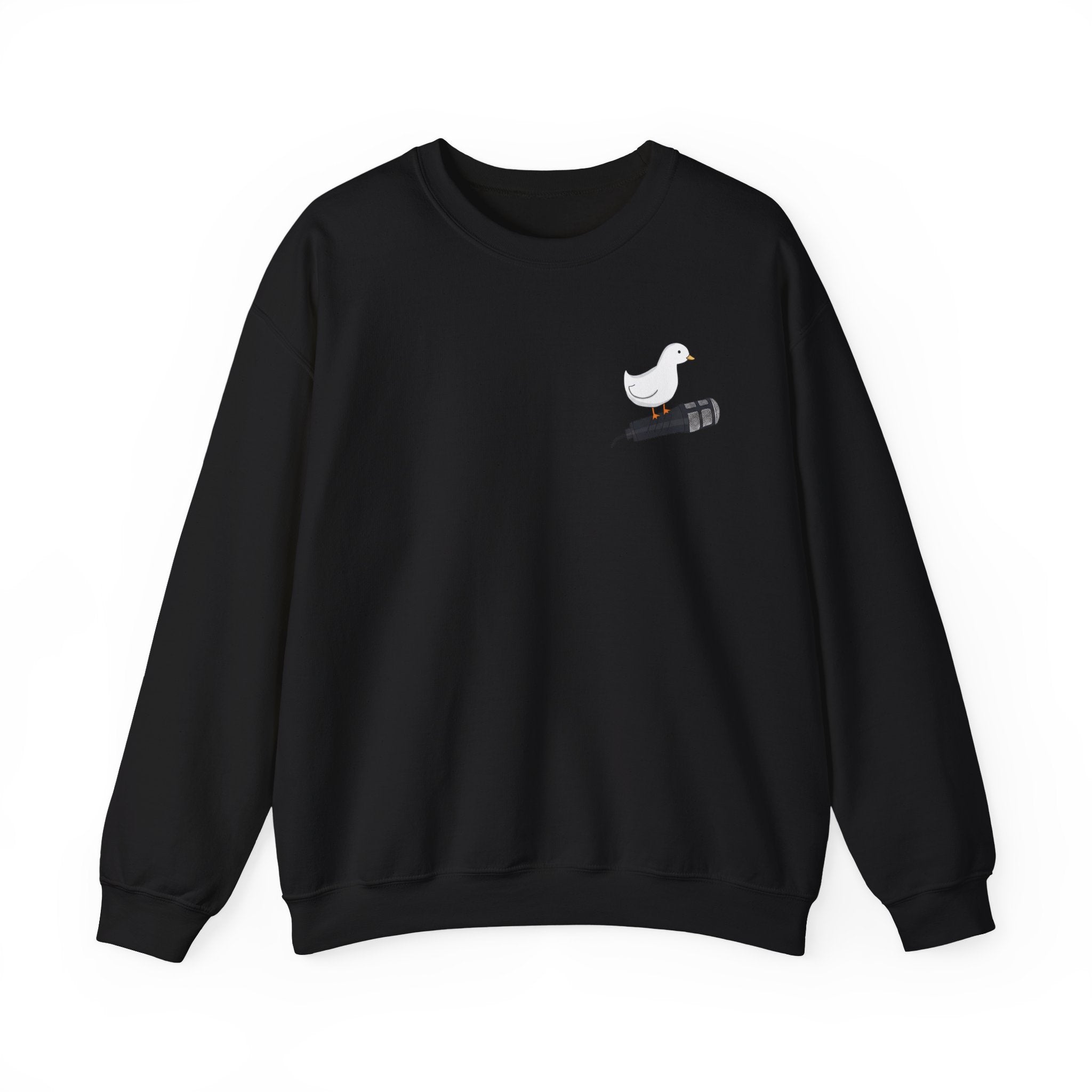 Crewneck Sweatshirt — Cute Dove on Microphone Embroidered Design