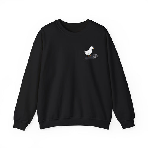 Crewneck Sweatshirt — Cute Dove on Microphone Embroidered Design