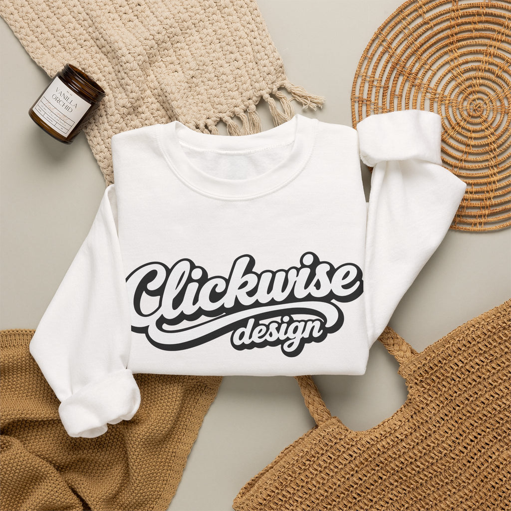 Crewneck Sweatshirt — Retro Script "Clickwise design" Logo