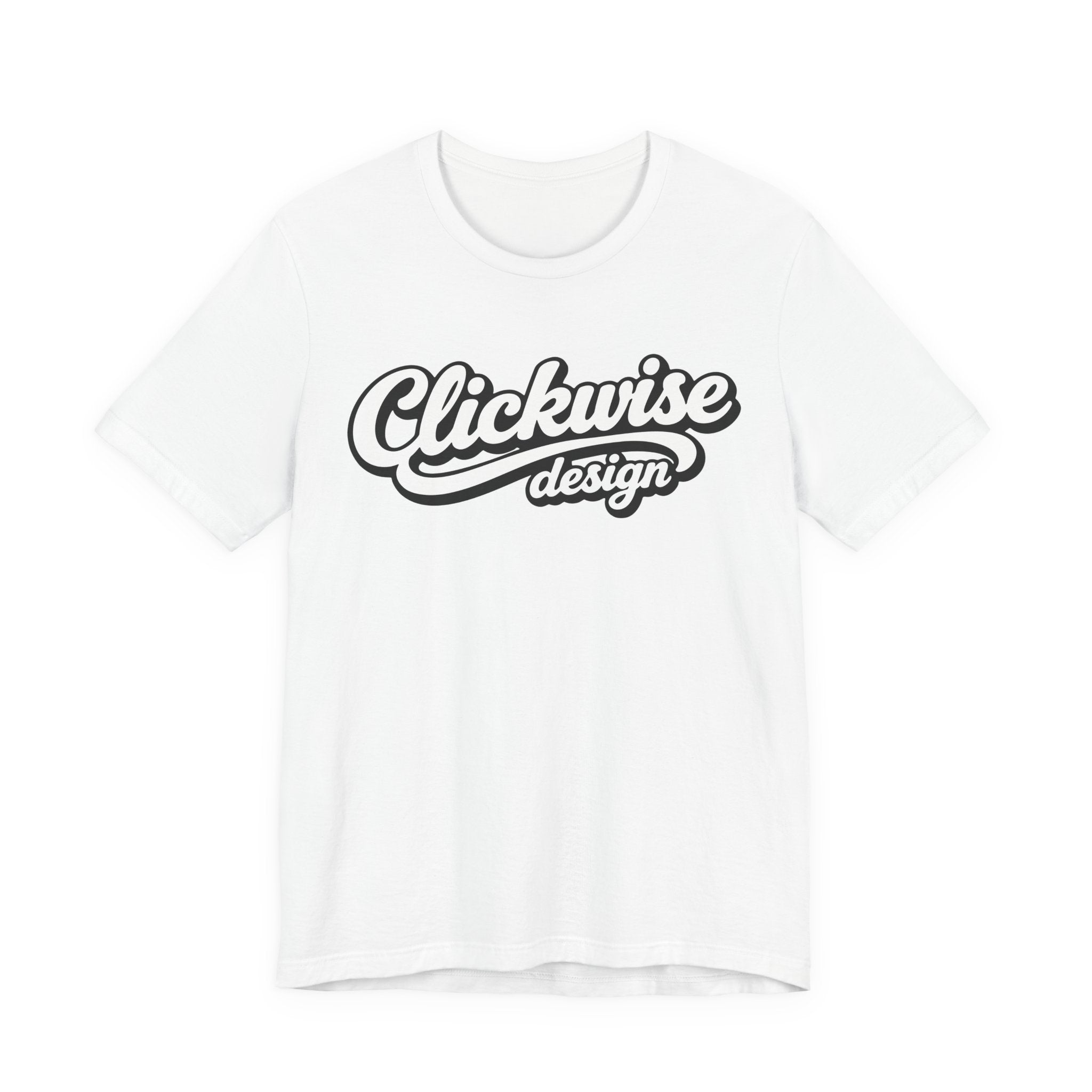 T-Shirt — "Clickwise Design" Retro Script Logo Tee