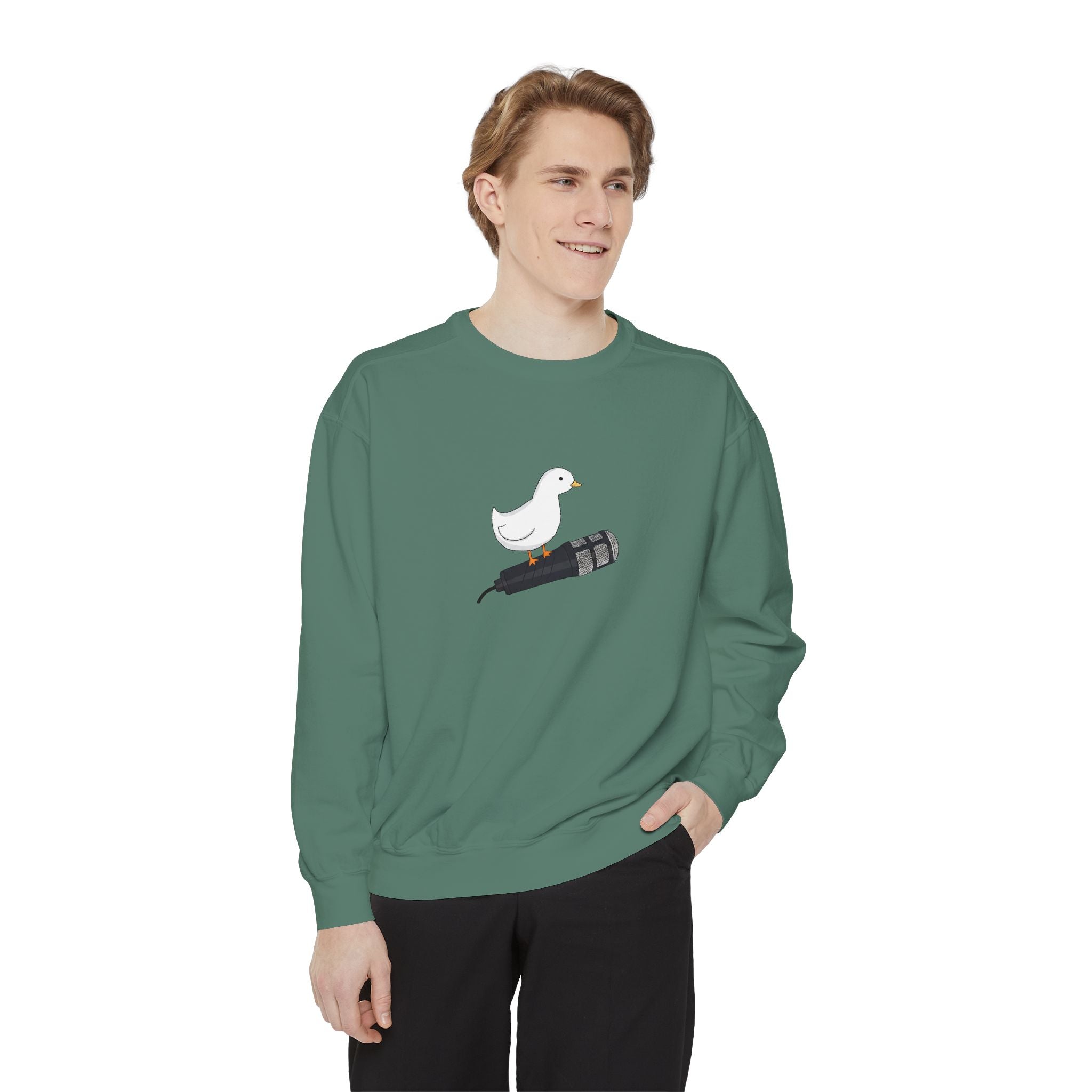 Duck & Microphone Sweatshirt — Cute Musician Graphic Crewneck