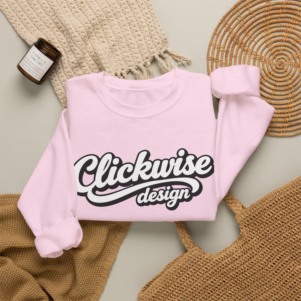 Crewneck Sweatshirt — Retro Script "Clickwise design" Logo