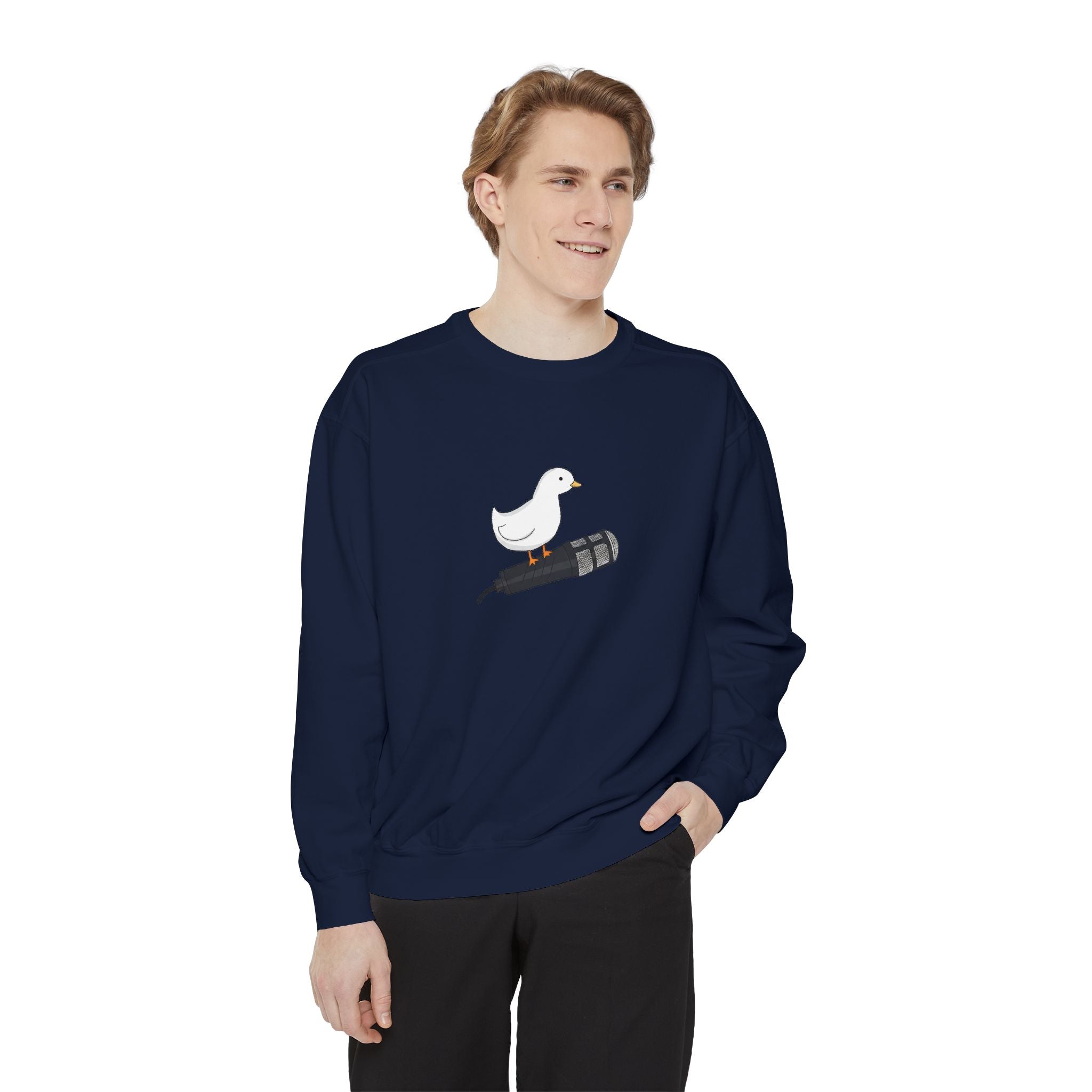 Duck & Microphone Sweatshirt — Cute Musician Graphic Crewneck