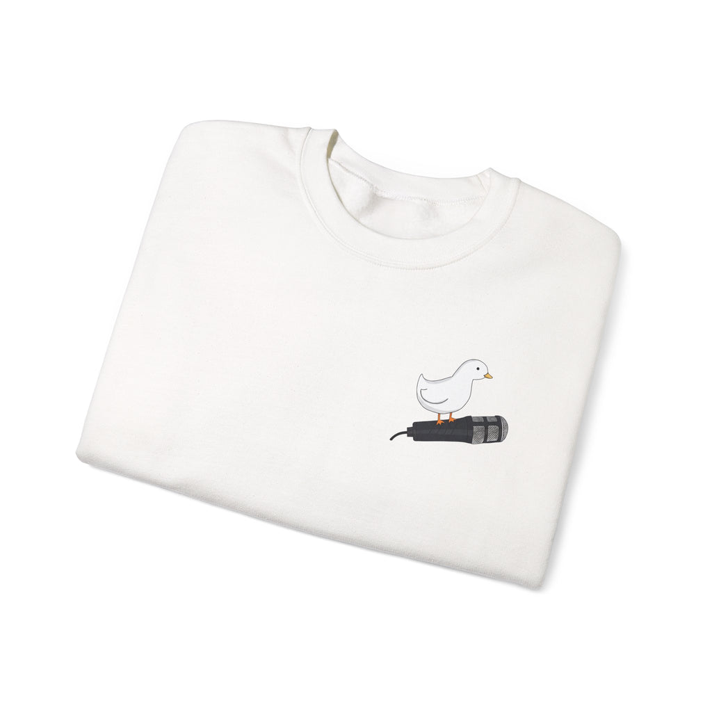 Crewneck Sweatshirt — Cute Dove on Microphone Embroidered Design
